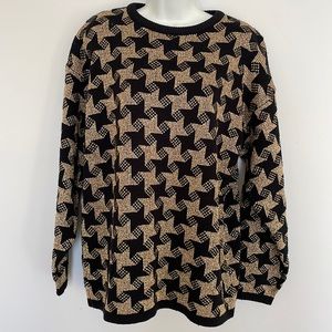 Trimmings gold and black houndstooth vintage sweater